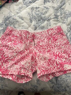 Lilly Pulitzer Hot Pink and White Animal Print Jean Shorts